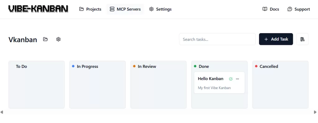 Vibe Kanban - 実際のカンバン画面