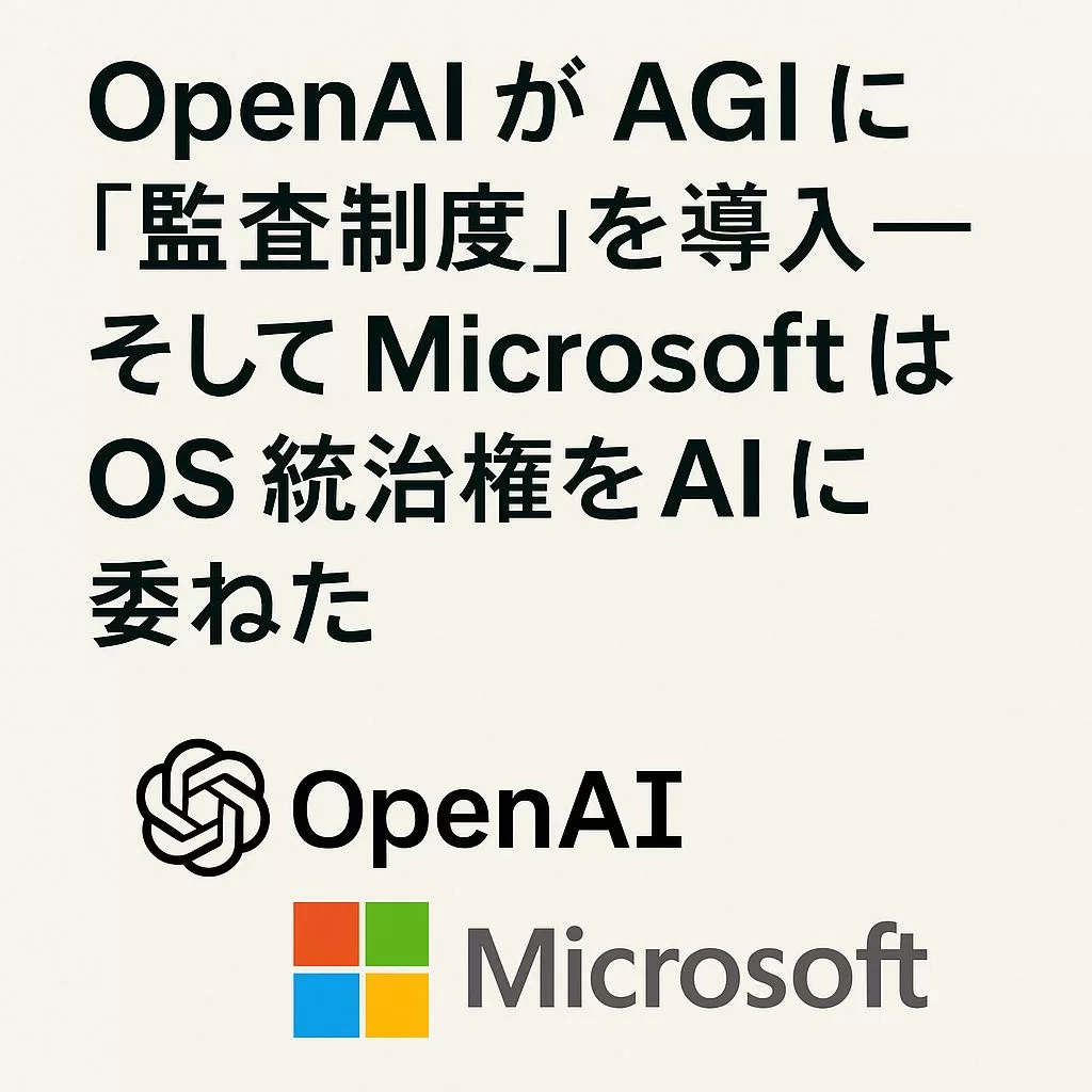 OpenAIがAGIに“監査制度”を導入──そしてMicrosoftはOS統治権をAIに委ねた