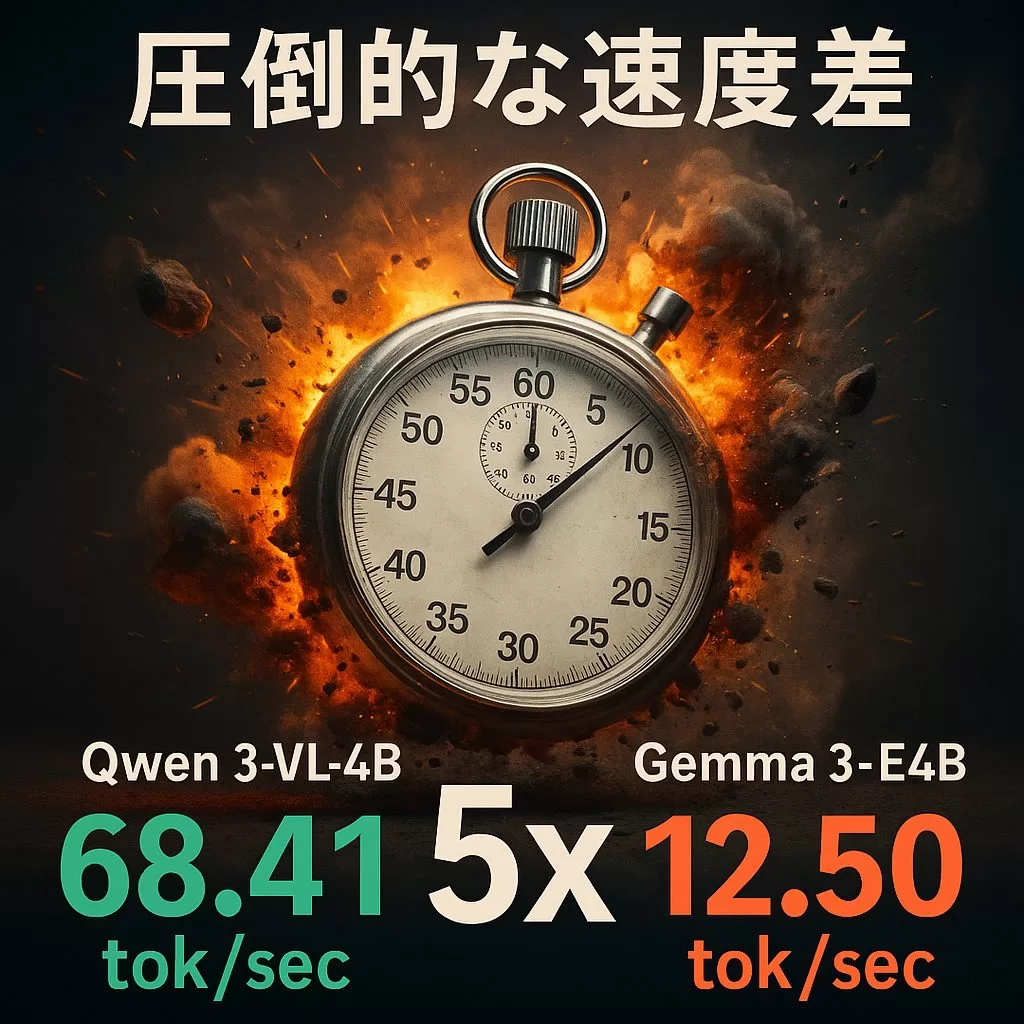 Qwen 3-VL-4B は Gemma 3-E4B の5倍速 ― 実務が変わる「思考速度」の衝撃
