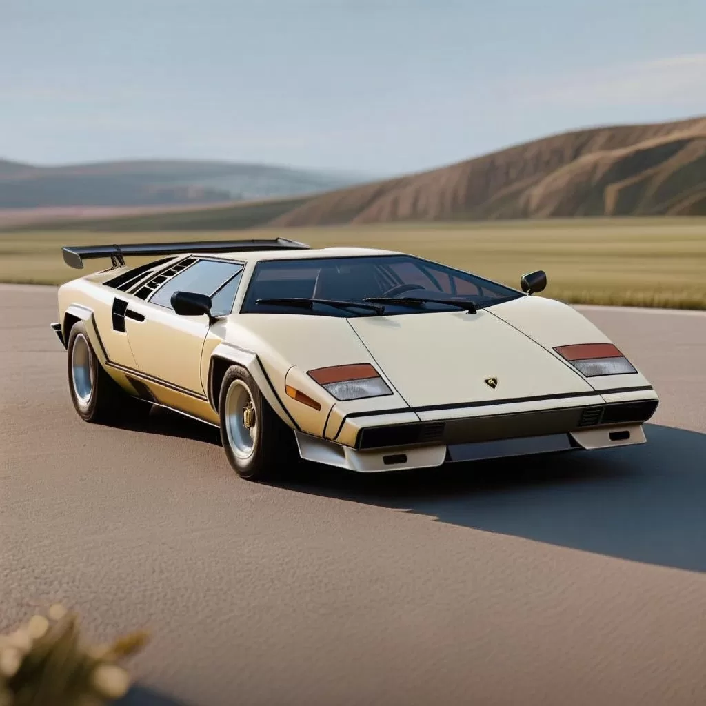 BitDance-14B-64xを公式デモでデフォルト生成した、ランボルギーニ・カウンタック風の楔形スーパーカーのサンプル画像。