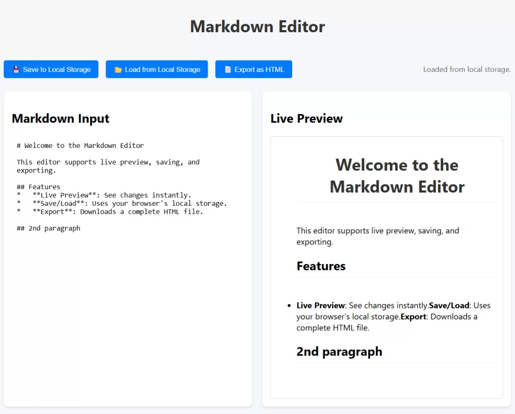 Claude Code + Gemma4 E4B が作った Markdown Editor。
